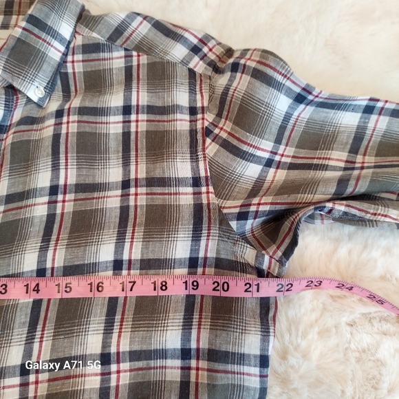 Massimo Dutti 100% Linen Gray Plaid Mens Button Down Shirt Sz M - Picture 17 of 17